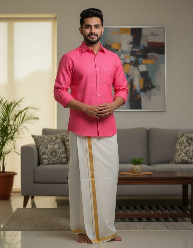 Mayas Cotton and Silk Full Sleeve Shirt